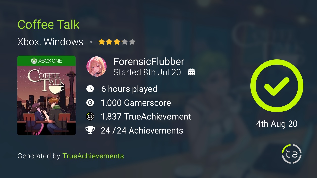 Coffee Talk achievement summary